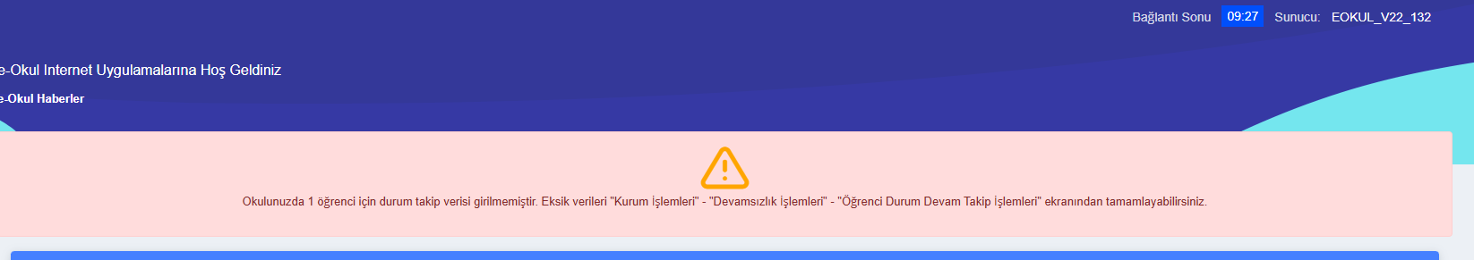 e-Okul durum takip verisi girilmemiştir hatası uyarısı