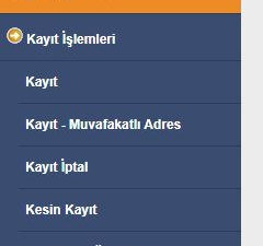 Kayıt İşlemleri ve Kesin Kayıt menüsü