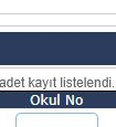Aday öğrenci için boş okul numarası alanı