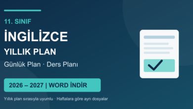 2026-2027 11. sınıf İngilizce yıllık planı ve günlük plan ders planları