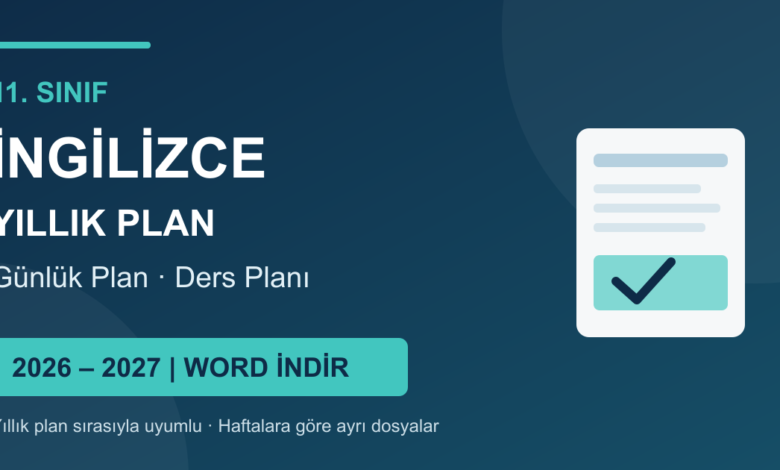 2026-2027 11. sınıf İngilizce yıllık planı ve günlük plan ders planları