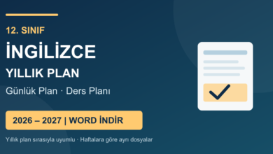 2026-2027 12. sınıf İngilizce yıllık planı ve günlük plan ders planları