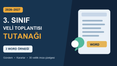 2026-2027 3. sınıf veli toplantısı tutanağı, üç Word örneği