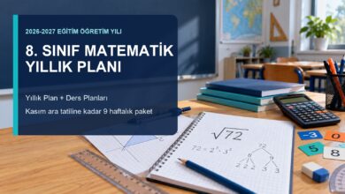 2026-2027 8. sınıf matematik yıllık planı ve ders planları