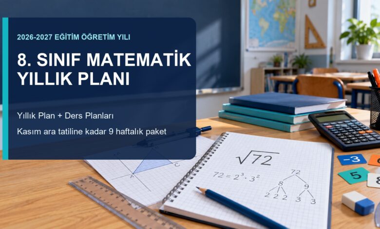 2026-2027 8. sınıf matematik yıllık planı ve ders planları