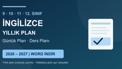 2026-2027 lise İngilizce yıllık planı ve günlük ders planları 9 10 11 12 sınıf