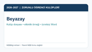 Beyazay Kulübü 2026-2027 faaliyet ve ücretsiz Word örneği rehberi