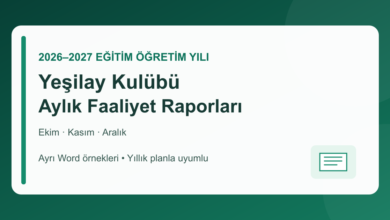 Yeşilay Kulübü aylık faaliyet raporu Word örnekleri