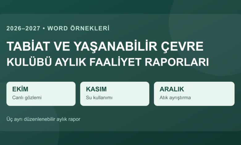 Tabiat ve Yaşanabilir Çevre Kulübü ekim kasım aralık aylık faaliyet raporları