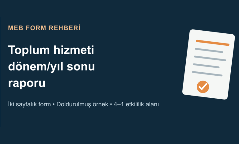 Toplum hizmeti dönem yıl sonu raporu nasıl doldurulur MEB form rehberi