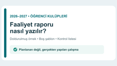 Öğrenci kulübü faaliyet raporu hazırlama rehberi ve doldurulmuş örnek