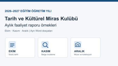 Tarih ve Kültürel Miras Kulübü ekim, kasım ve aralık aylık faaliyet raporu Word örnekleri