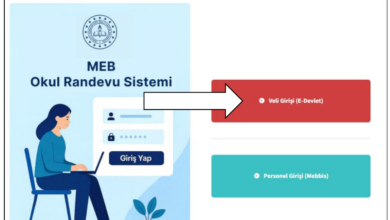MEB Okul Randevu Sistemi kılavuzunda veli ve personel giriş ekranı
