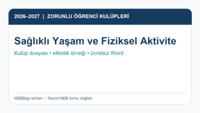 Sağlıklı Yaşam ve Fiziksel Aktivite Kulübü 2026-2027 faaliyet ve ücretsiz Word örneği rehberi