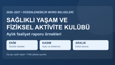 Sağlıklı Yaşam ve Fiziksel Aktivite Kulübü ekim, kasım ve aralık faaliyet raporu Word örnekleri