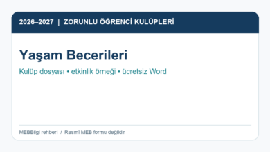 Yaşam Becerileri Kulübü 2026-2027 faaliyet ve ücretsiz Word örneği rehberi